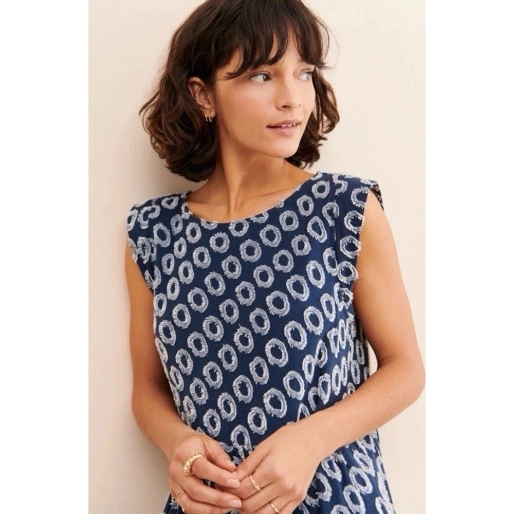 Anthropologie Lisanne Maeve Navy & White Textured Tunic Dress Size Small - Picture 4 of 8